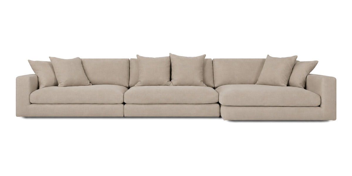 Cloud Cove 3-Piece Chaise Sofa in Almond Beige — Left Arm + Armless + Right Chaise