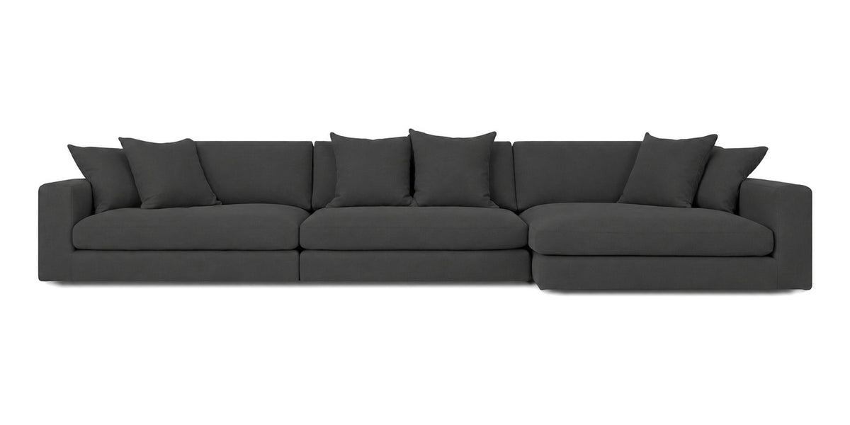 Cloud Cove 3-Piece Chaise Sofa in Dark Charcoal — Left Arm + Armless + Right Chaise