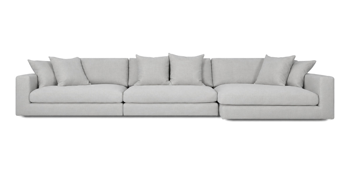 Cloud Cove 3-Piece Chaise Sofa in Light Grey — Left Arm + Armless + Right Chaise