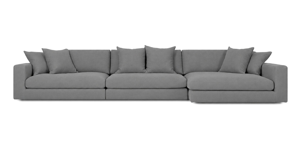 Cloud Cove 3-Piece Chaise Sofa in Medium Grey — Left Arm + Armless + Right Chaise