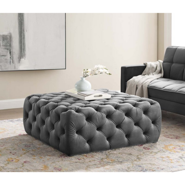 Willow | Sqaure Ottoman Footstool with Tufted Cushions - Banana Home