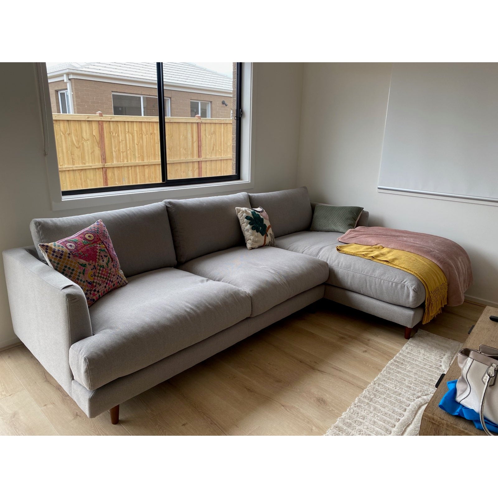 Okin | 3.5 Seater Chaise Sofa - Banana Home