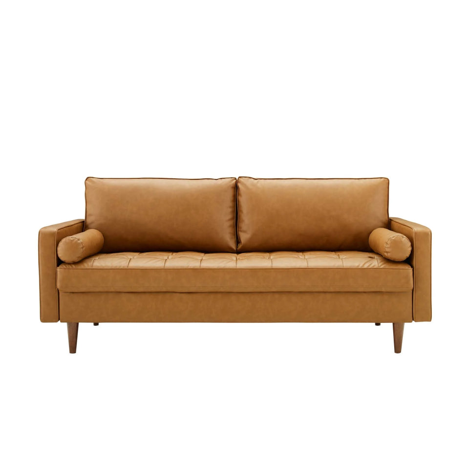 Indigo 3 Seater Sofa with Vegan Tan Leather Banana Home