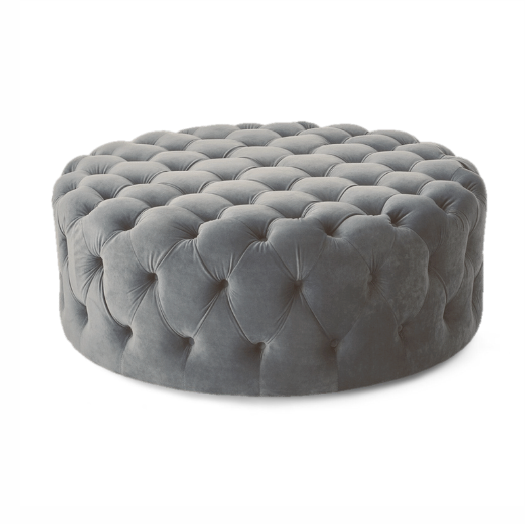 Willow | Round Ottoman Footstool with Tufted Cushions - Banana Home