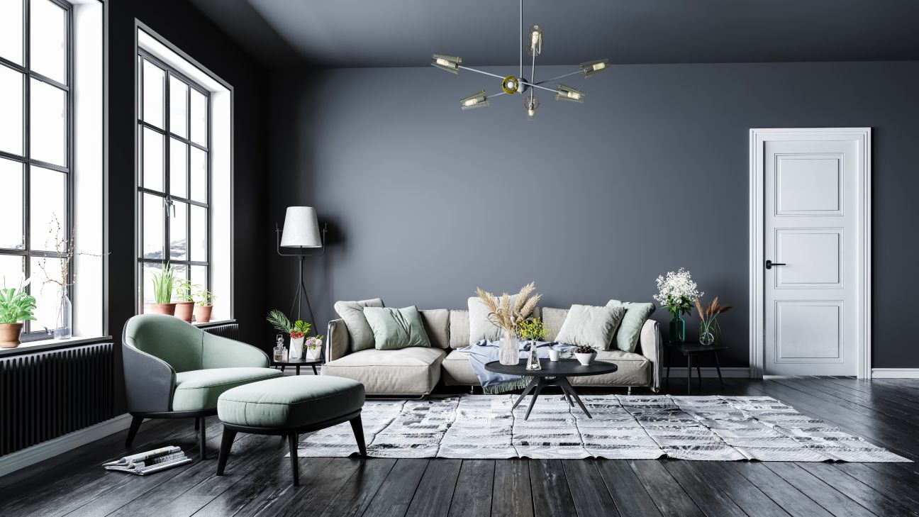 dark grey living room