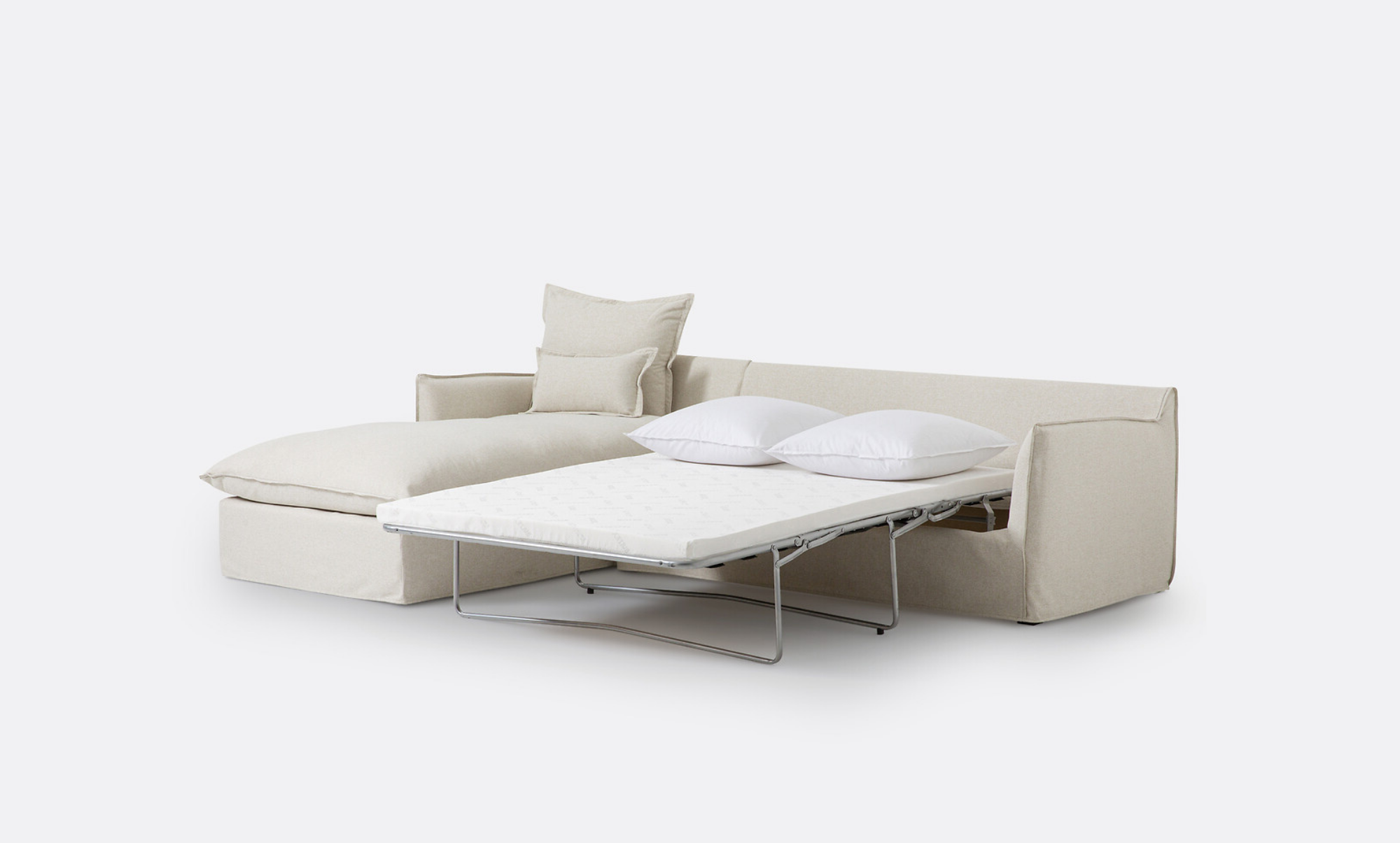 Coastal | Linen Style Slipcovered 4 Seater Sofa Bed Chaise