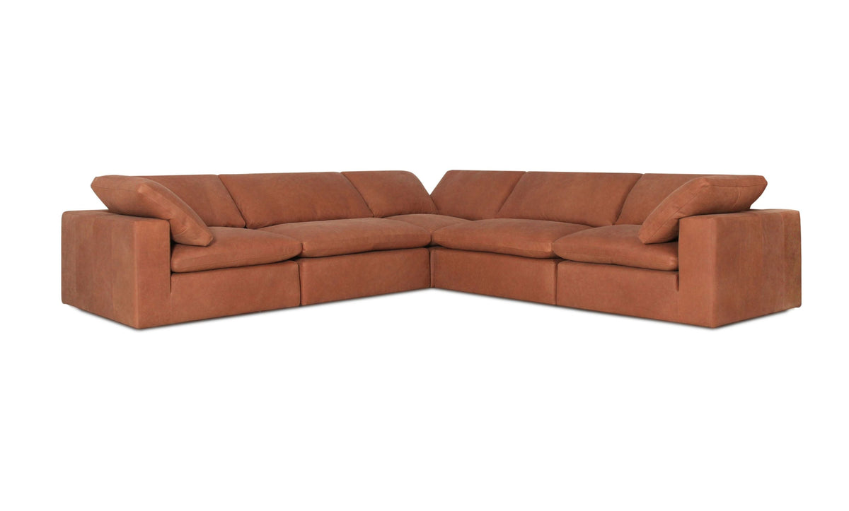 Cloud Classic Leather 5-Piece Closed Modular Sofa in Nubuck Leather