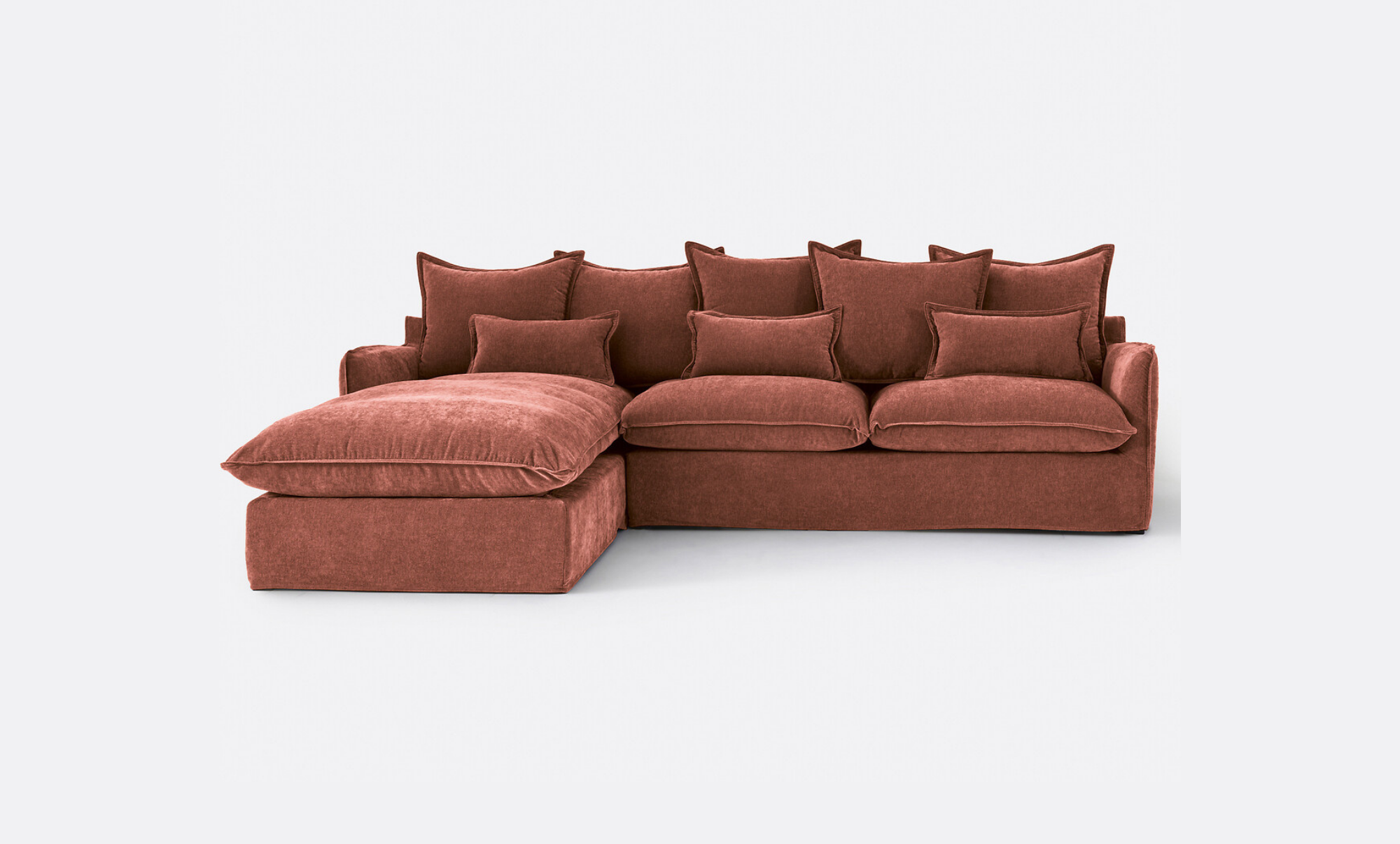 Coastal | Linen Style Slipcovered Feather 3 Seater Reversible Chaise Seater Sofa