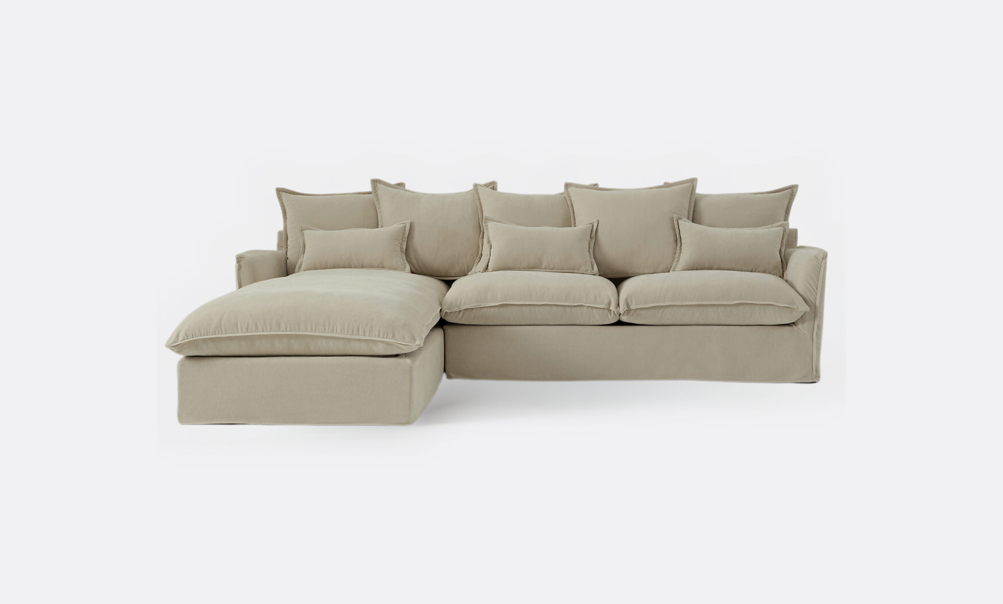 Coastal | Linen Style Slipcovered Feather 3 Seater Reversible Chaise Seater Sofa