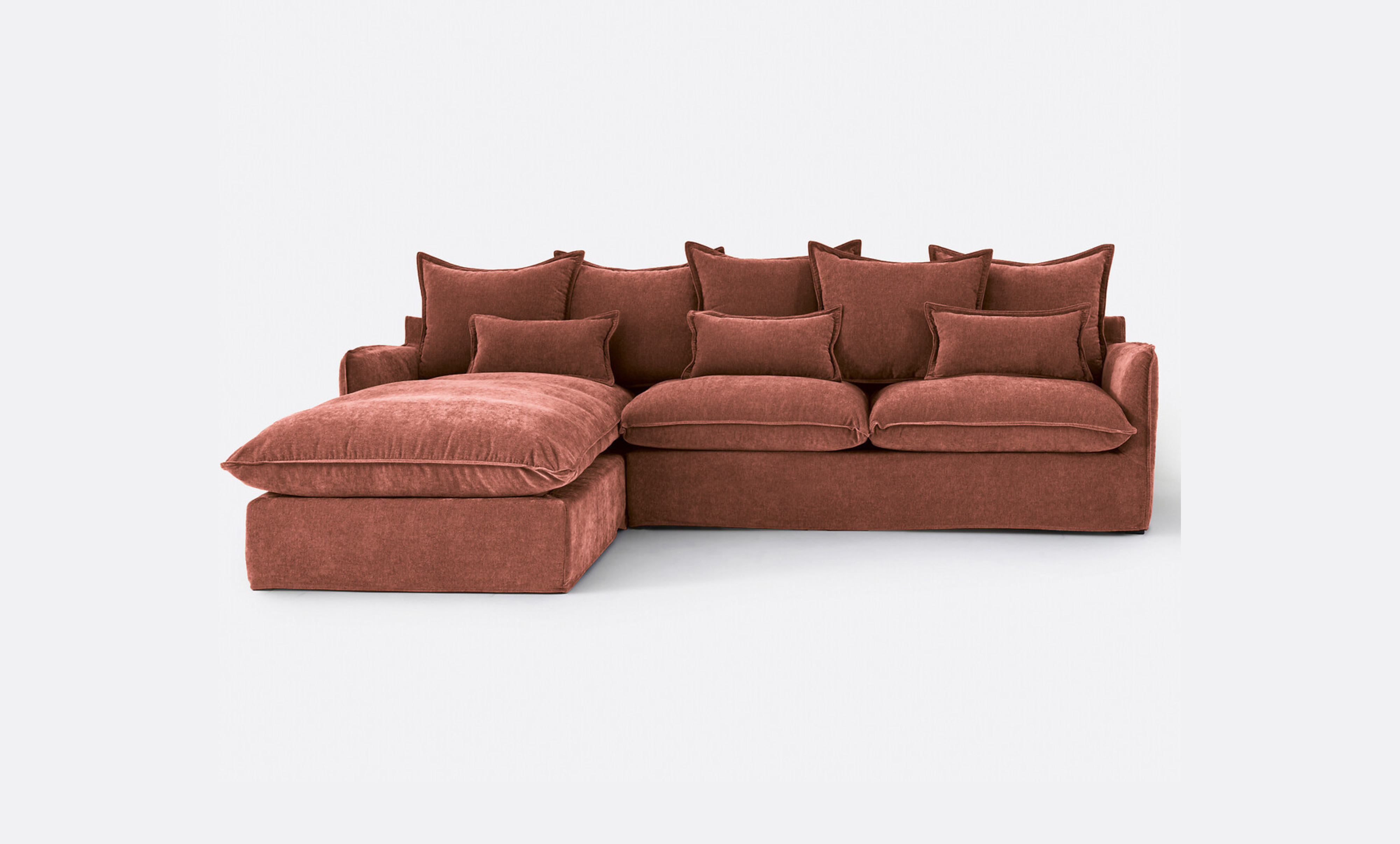 Coastal | Linen Style Slipcovered Feather 3 Seater Reversible Chaise Seater Sofa