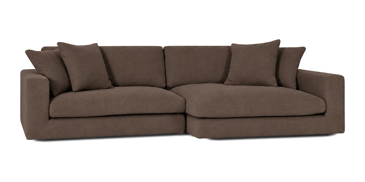 Cloud Cove 2-Piece Chaise Sofa in Chocolate Brown — Left Arm + Right Chaise