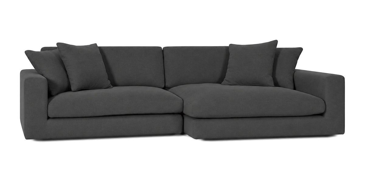 Cloud Cove 2-Piece Chaise Sofa in Dark Charcoal — Left Arm + Right Chaise
