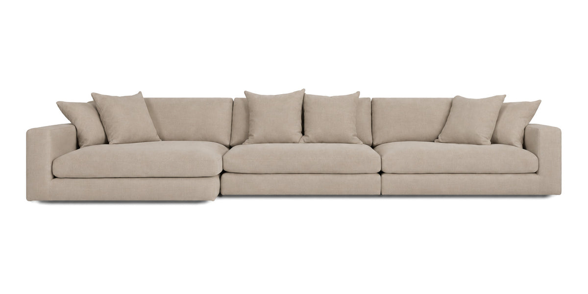Cloud Cove 3-Piece Chaise Sofa in Almond Beige — Right Arm + Armless + Left Chaise
