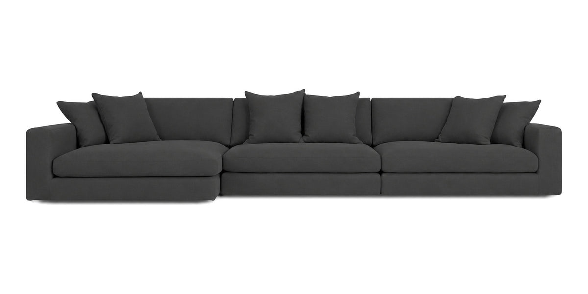 Cloud Cove 3-Piece Chaise Sofa in Dark Charcoal — Right Arm + Armless + Left Chaise