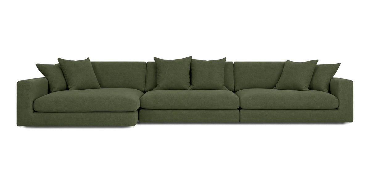 Cloud Cove 3-Piece Chaise Sofa in Heritage Green — Right Arm + Armless + Left Chaise