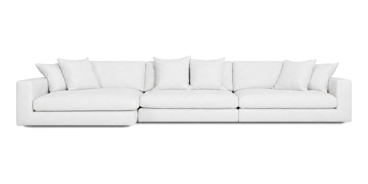 Cloud Cove 3-Piece Chaise Sofa in Warm White — Right Arm + Armless + Left Chaise