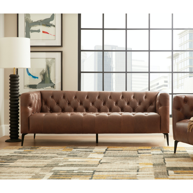 Terminal | 3 Modern Tufted Full Grain Leather Sofa - Banana Home