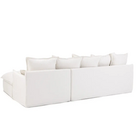Coastal | Linen Style Slipcovered Feather 3 Seater Reversible Chaise Seater Sofa