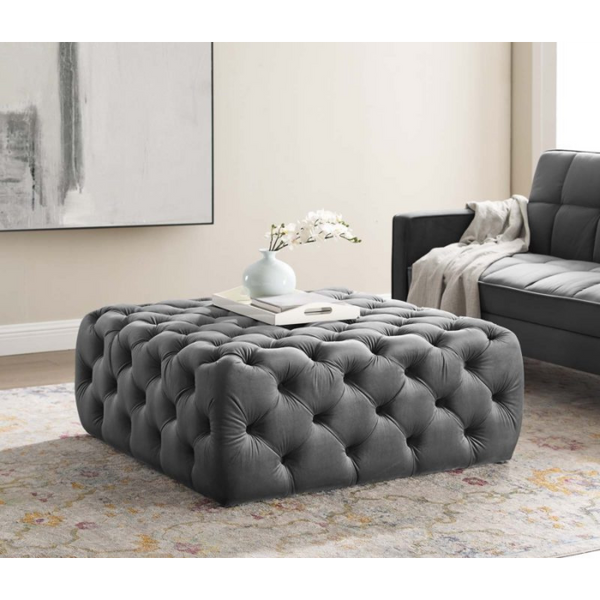 Willow | Sqaure Ottoman Footstool with Tufted Cushions - Banana Home