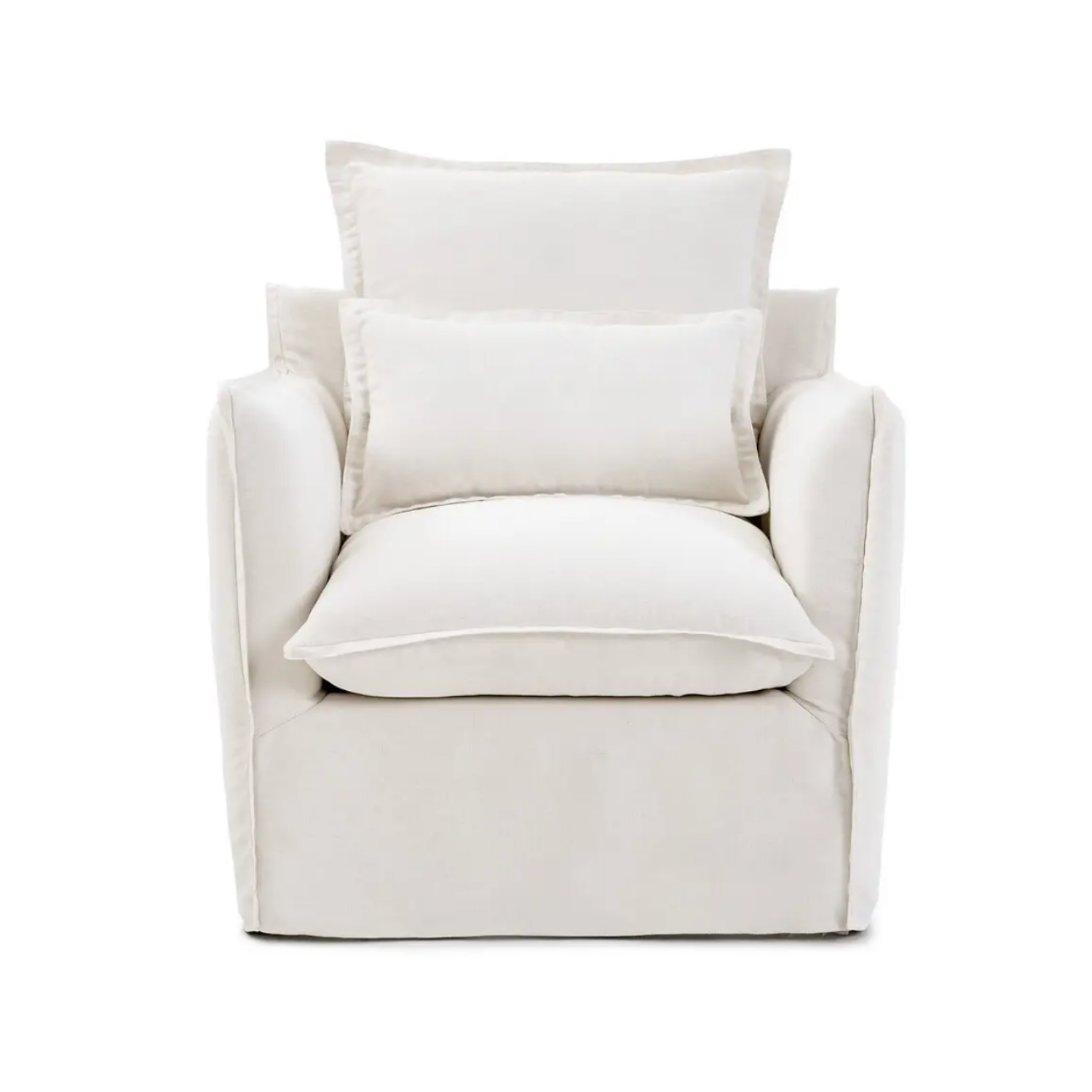 Coastal | Linen Style Slipcovered Feather 1 Seater Sofa - Banana Home