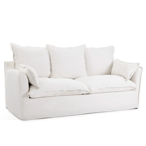 Coastal | Linen Style Slipcovered Feather 2 Seater Sofa - Banana Home