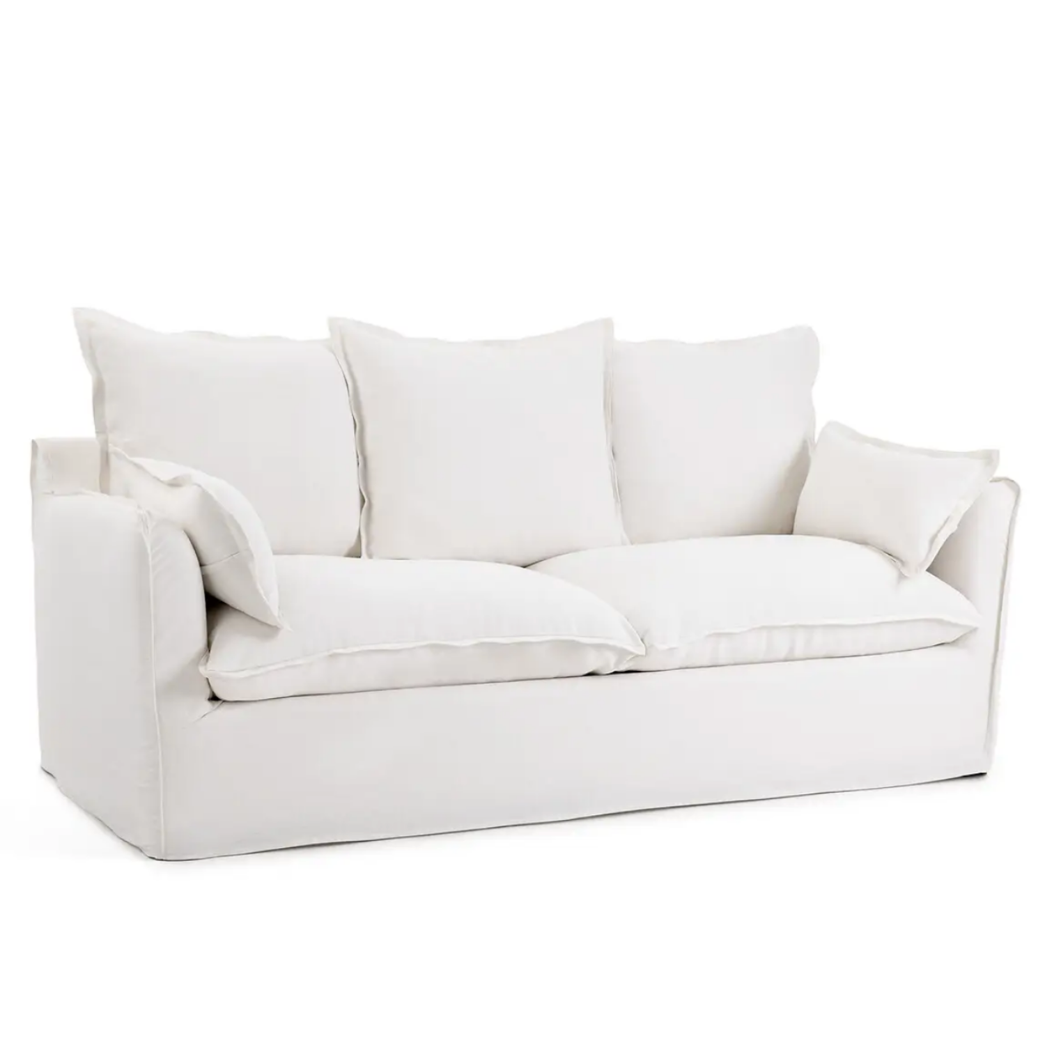 Coastal | Linen Style Slipcovered Feather 2 Seater Sofa - Banana Home