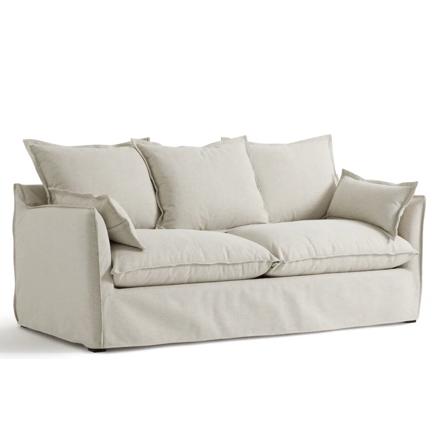 Coastal | Linen Style Slipcovered Feather 3 Seater Sofa - Banana Home