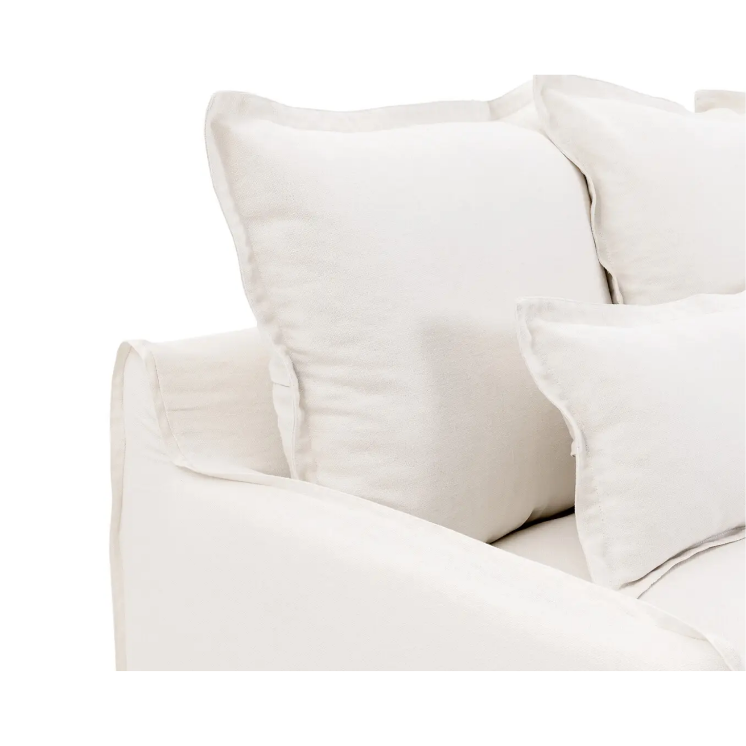 Coastal | Linen Style Slipcovered Feather 3  Chaise Seater Sofa - Banana Home