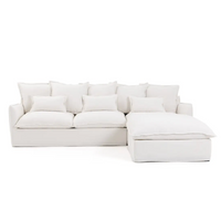 Coastal | Linen Style Slipcovered Feather 3 Seater Reversible Chaise Seater Sofa
