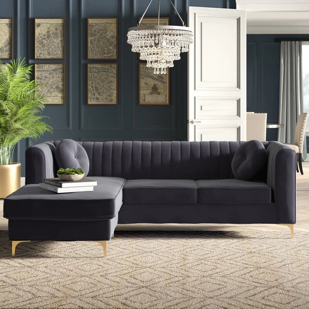 Chaise velvet best sale sofa