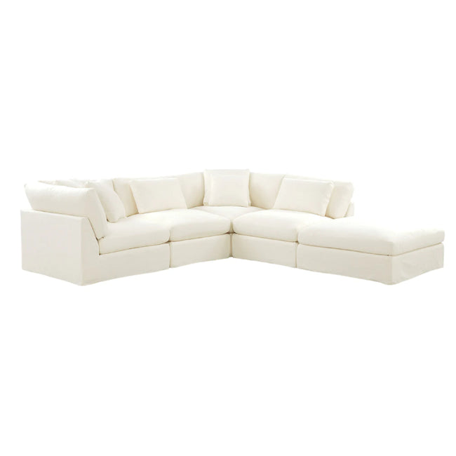 Bayside | Linen Feather Modular Couch 4 Pcs plus Ottoman