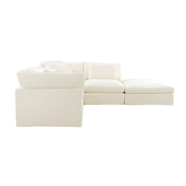 Bayside | Linen Feather Modular Couch 4 Pcs plus Ottoman