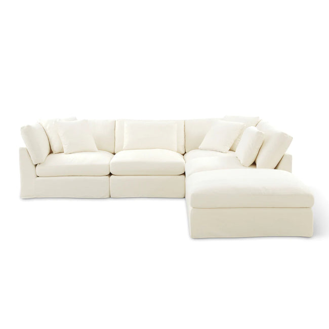Bayside | Linen Feather Modular Couch 4 Pcs plus Ottoman
