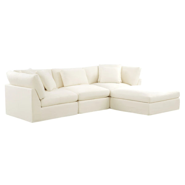 Bayside | Linen Feather Modular Couch 3 Pcs plus Ottoman