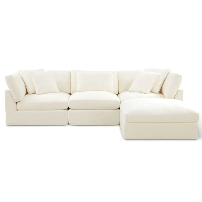 Bayside | Linen Feather Modular Couch 3 Pcs plus Ottoman