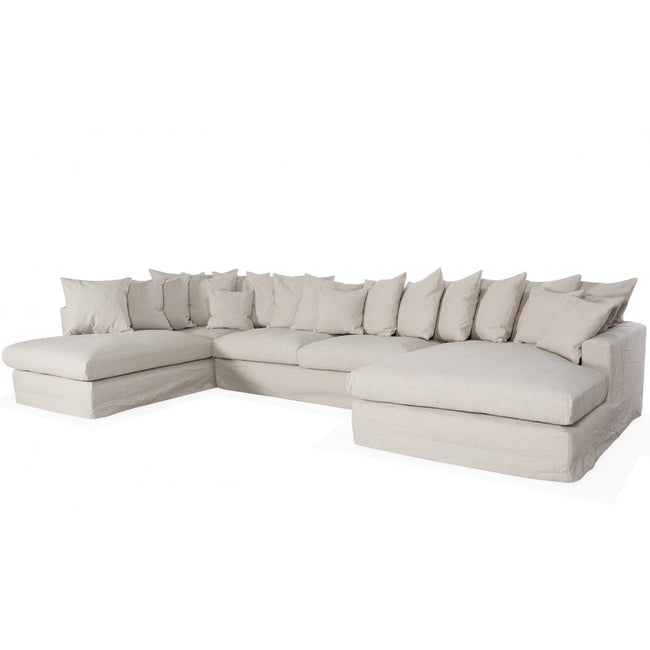 Hampton | Linen Feather Double Chaise Modular Sofa