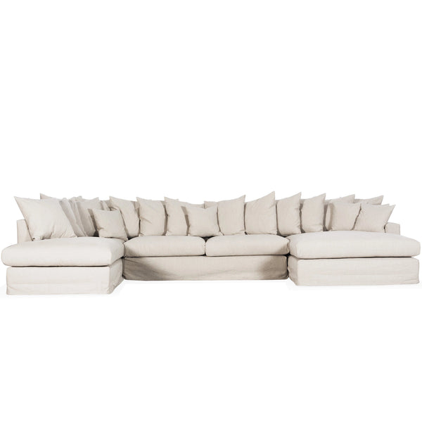 Hampton | Linen Feather Double Chaise Modular Sofa