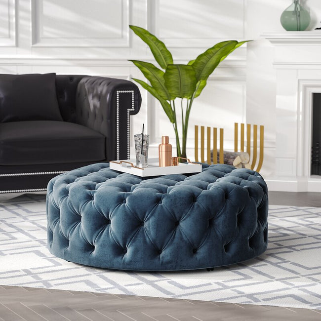 Willow | Round Ottoman Footstool with Tufted Cushions - Banana Home