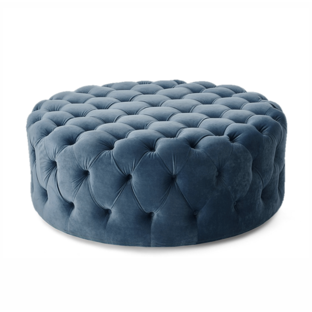 Willow | Round Ottoman Footstool with Tufted Cushions - Banana Home