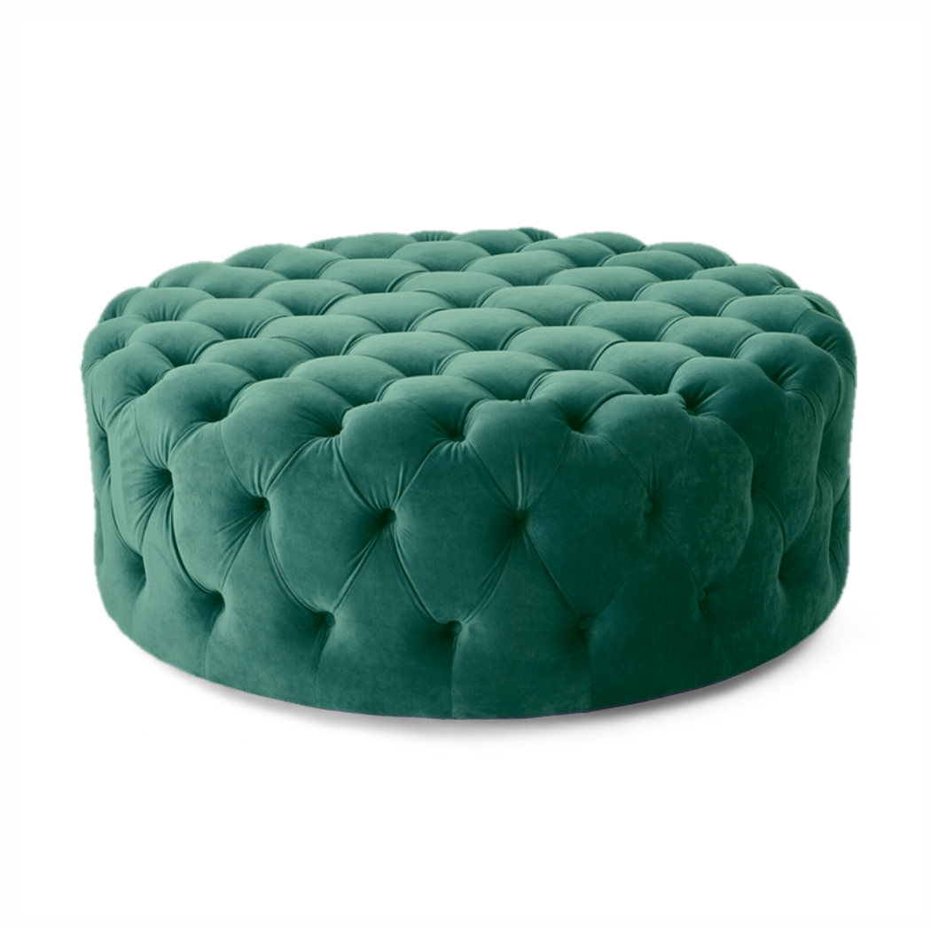Willow | Round Ottoman Footstool with Tufted Cushions - Banana Home