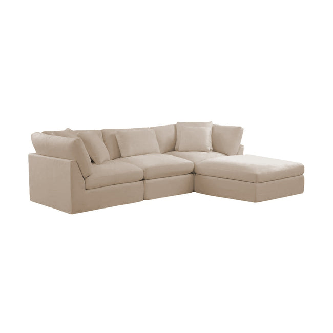 Bayside | Linen Feather Modular Couch 3 Pcs plus Ottoman