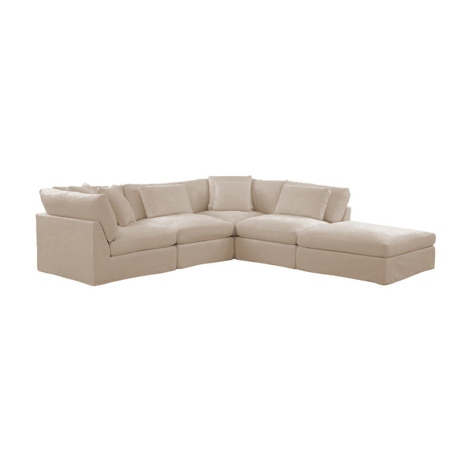 Bayside | Linen Feather Modular Couch 4 Pcs plus Ottoman