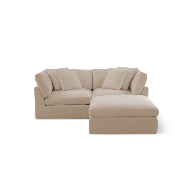 Bayside | Linen Feather Modular Couch 2 Pcs plus Ottoman