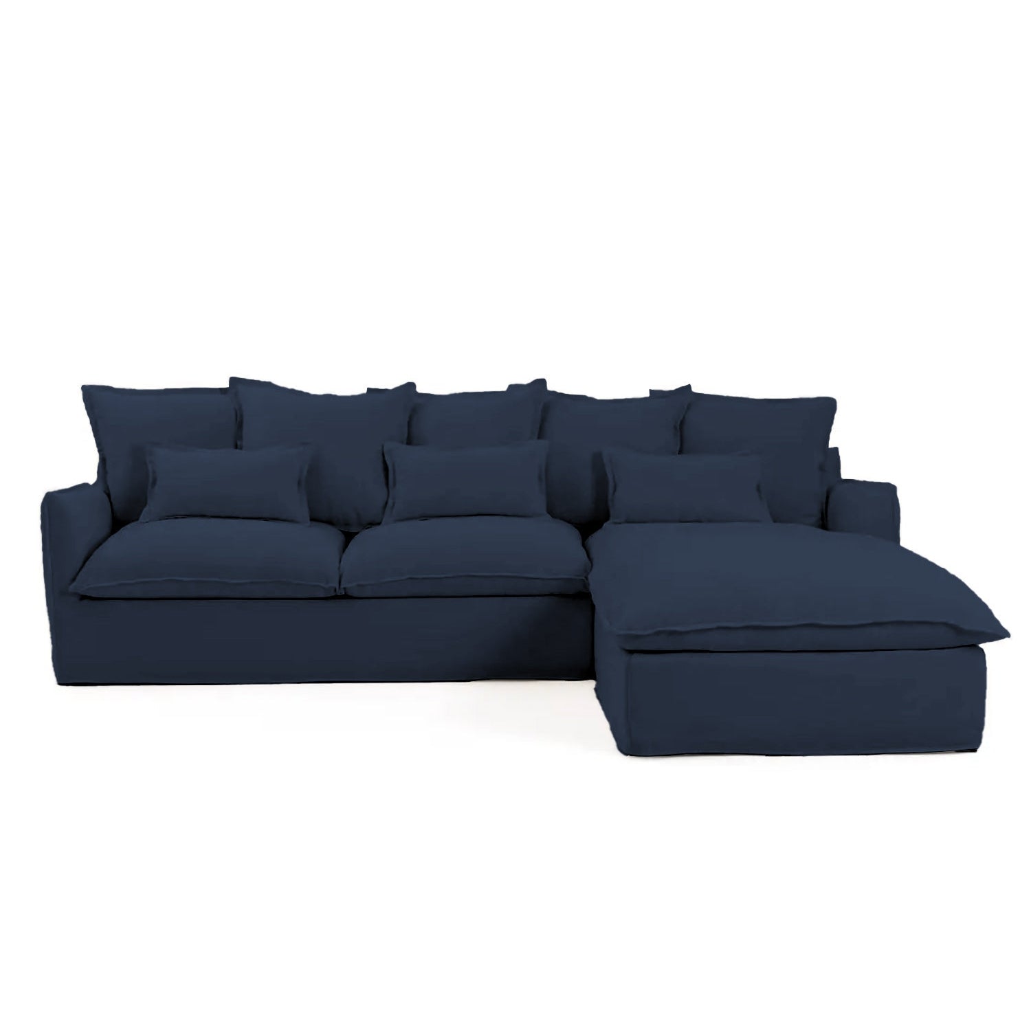 Coastal | Linen Style Slipcovered Feather 3 Seater Reversible Chaise Seater Sofa