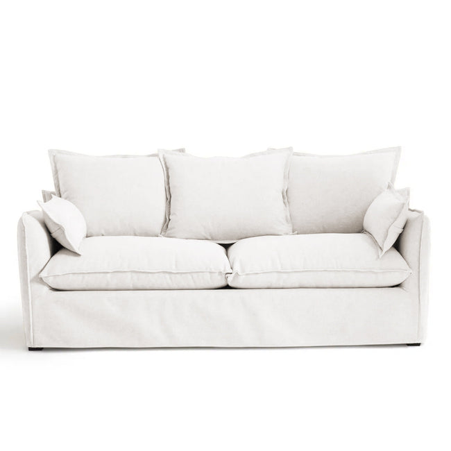 Coastal | Linen Style Slipcovered Feather 3 Seater Sofa